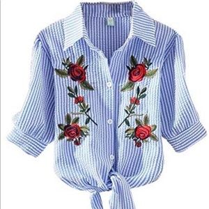 Women Loose Embroidery Blouse
